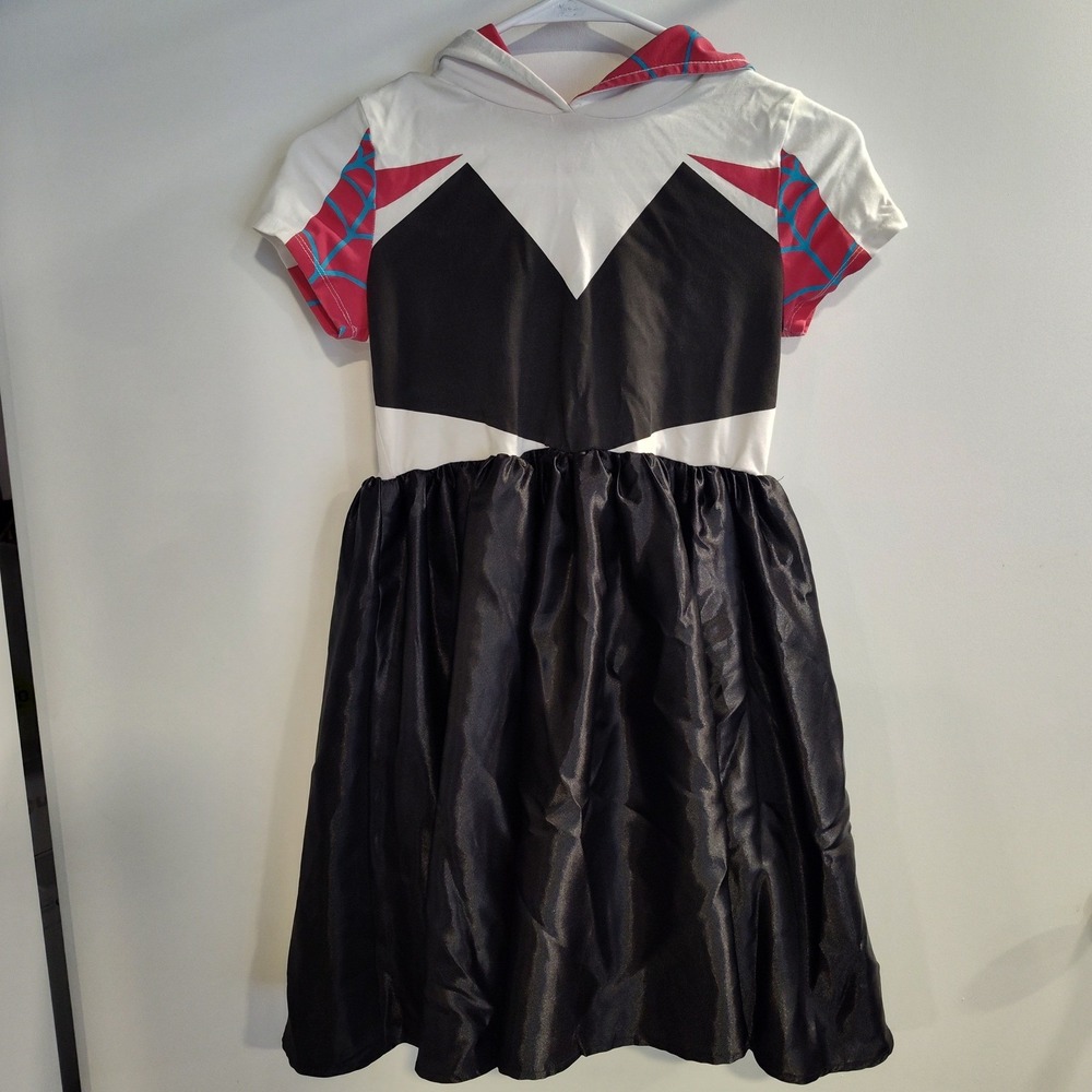 Marvel Spider-Gwen Ghost-Spider Hooded Dress Girls Large 10/12 White Black Pink